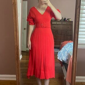 Red midi dress